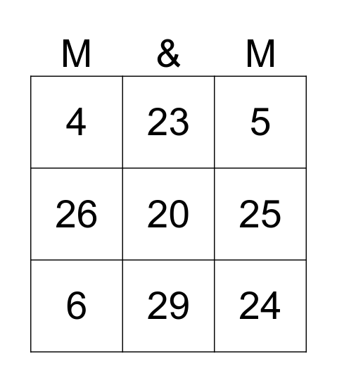 We love a games night Bingo Card