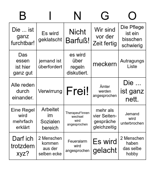 Vorstellungsrunde Bingo Card