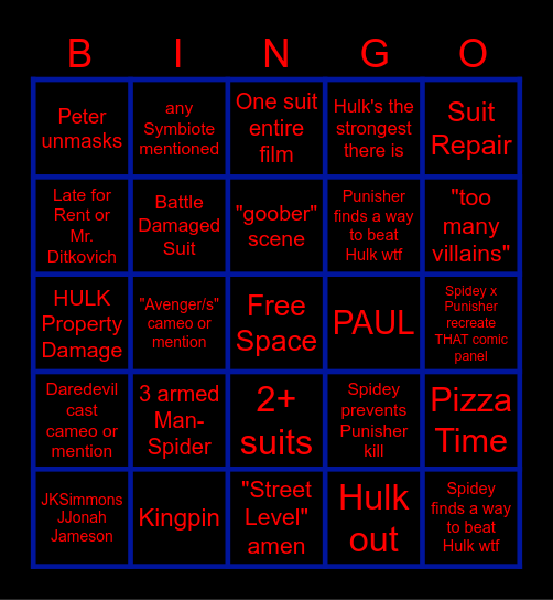 Spider-Man: Brand New Day Bingo Card