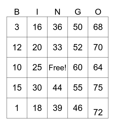 Untitled Bingo Card