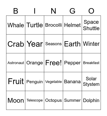 Word Bingo Card