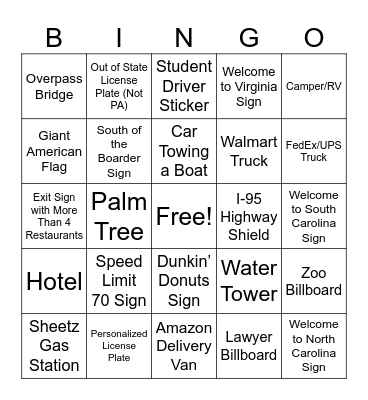 Beach Bingo Card