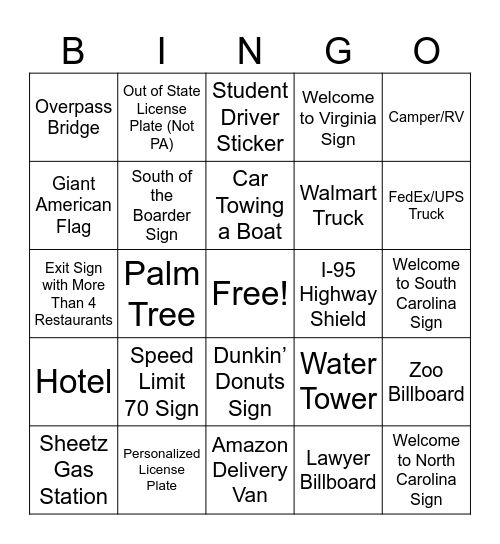 Beach Bingo Card