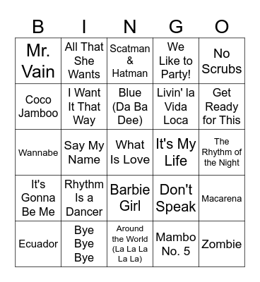 90's Hegemon Babies Bingo Card