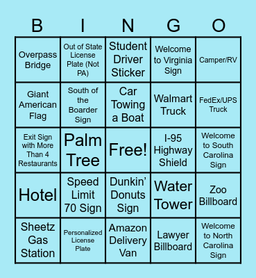 Beach Bingo Card