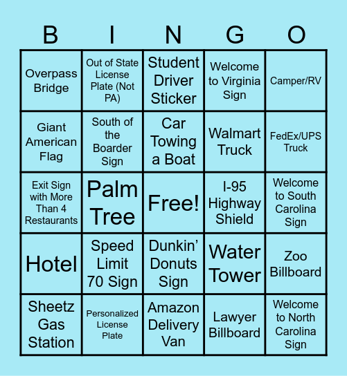 Beach Bingo Card