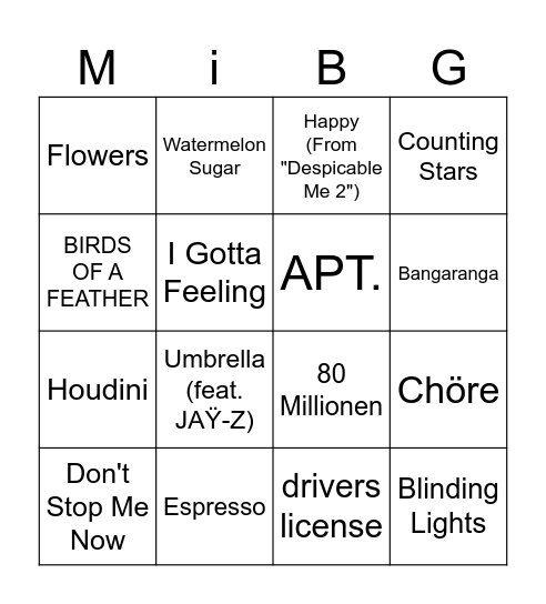JAK NRW-Musik-Bingo Card