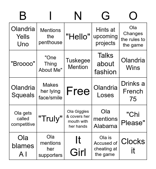 Olandria-The Next Move w/Questlove Bingo Card