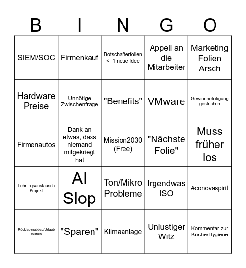 Info Bingo Card