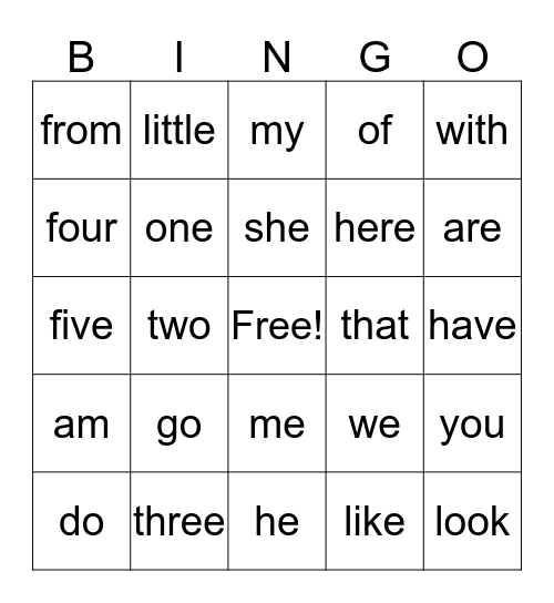 Unit 4.5 Sight Words Bingo Card