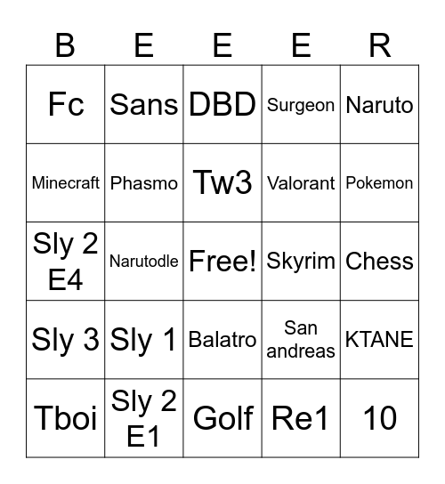 Untitled Bingo Card