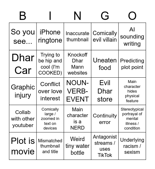 EVIL DHAR MANN BINGO Card