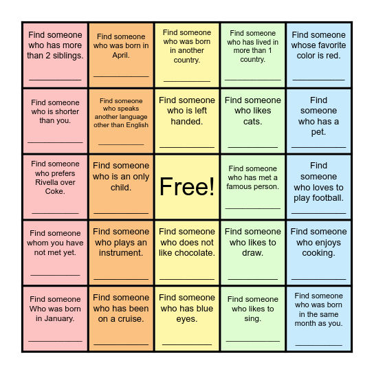 Find Someone Who... Bingo Card