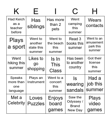 Find Someone Who Bingo Card