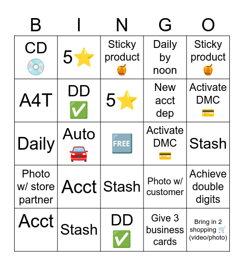 Choose your prize Bingo Card