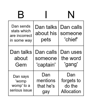 Dango 2026 Bingo Card