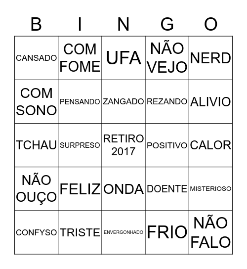RETIRO 2017 Bingo Card