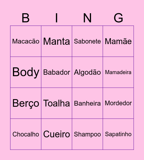 Chá de bebê Bingo Card