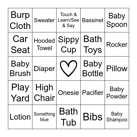 Baby Bingo Card
