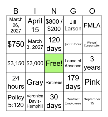 TRINGO Bingo Card