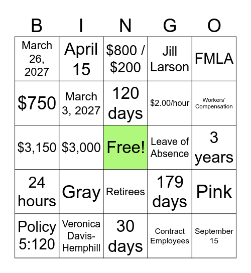 TRINGO Bingo Card
