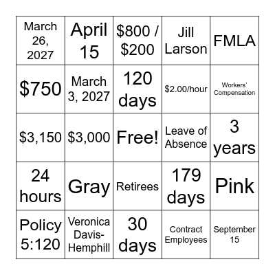 TRINGO Bingo Card