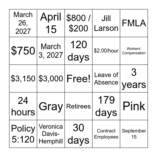 TRINGO Bingo Card