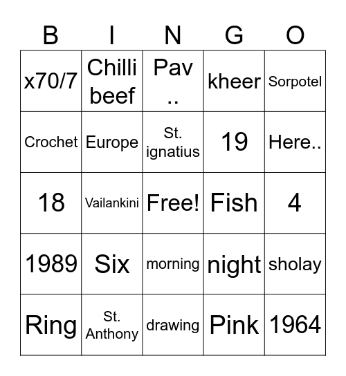 BENNY FACT Bingo Card