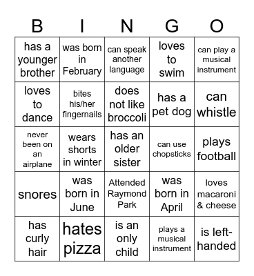 Winston Bingo Card