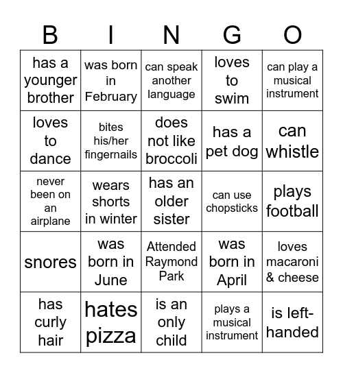 Winston Bingo Card