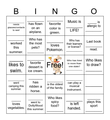 Get to Know You Bingo Card
