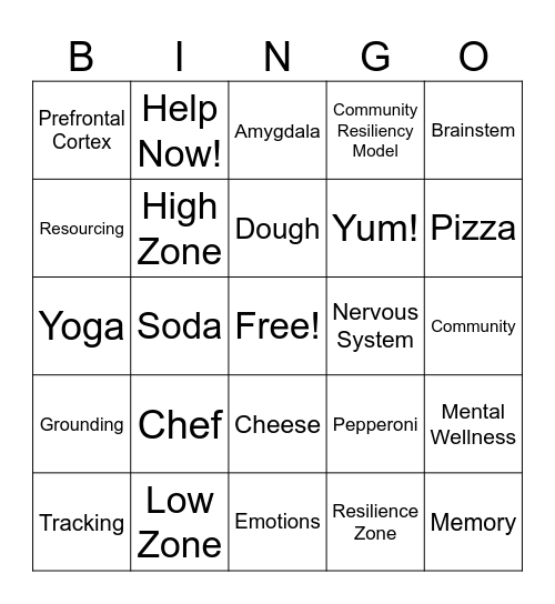 CRM Pizza Night Bingo Card