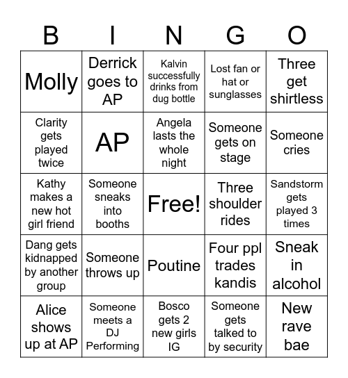 Veld Bingo Card