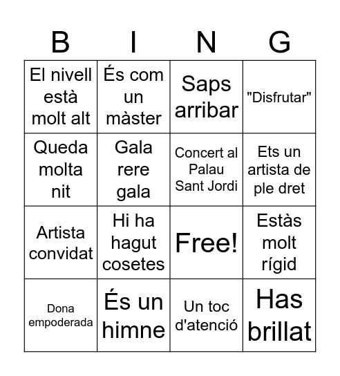 Eufòria Bingo Card