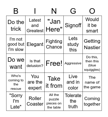 Jan's Words of the Day Bingo Card