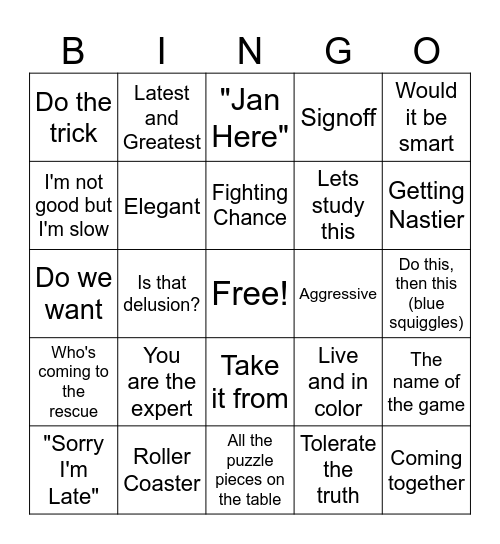 Jan's Words of the Day Bingo Card