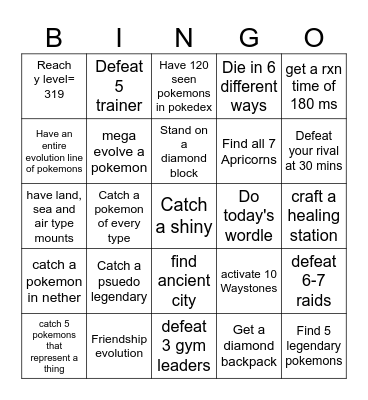 Cobblverse Bingo Card