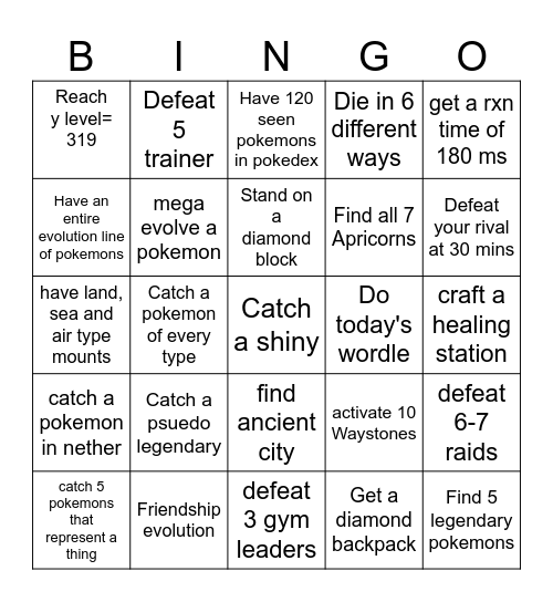 Cobblverse Bingo Card