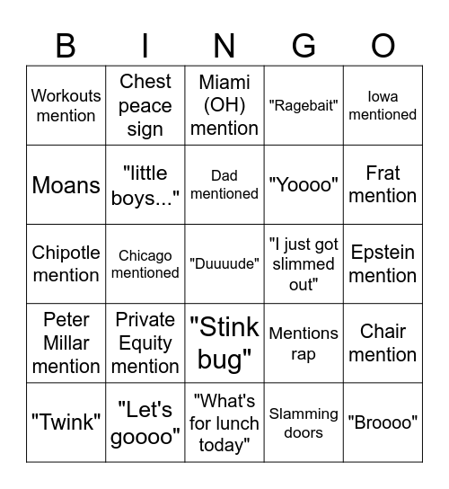 Charlie Bingo Card