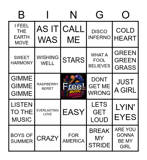 MOVE-IT MUSIC BINGO GAME 24 Bingo Card