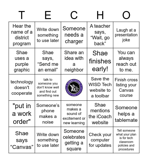 LMS BOY Techo Bingo Card