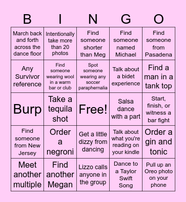 Bachelorette Bingo (Megan's Version) Bingo Card