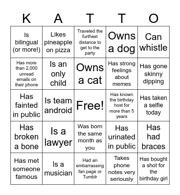 Find someone who: Bingo Card