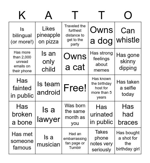 Find someone who: Bingo Card
