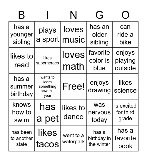 Find Someone Who! Bingo Card