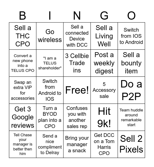 Gareth is Better than Chase Sinclair BINGO Card