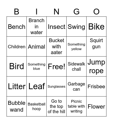Park bingo Card