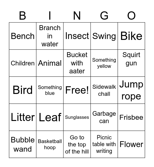 Park bingo Card