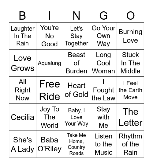 70s BINGO Card