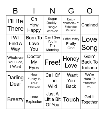 MJ Music Bingo R1 Bingo Card